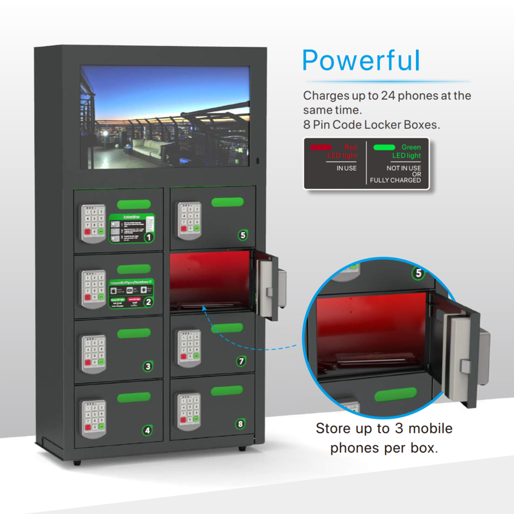 Secure and reliable electronic device charging locker for rent